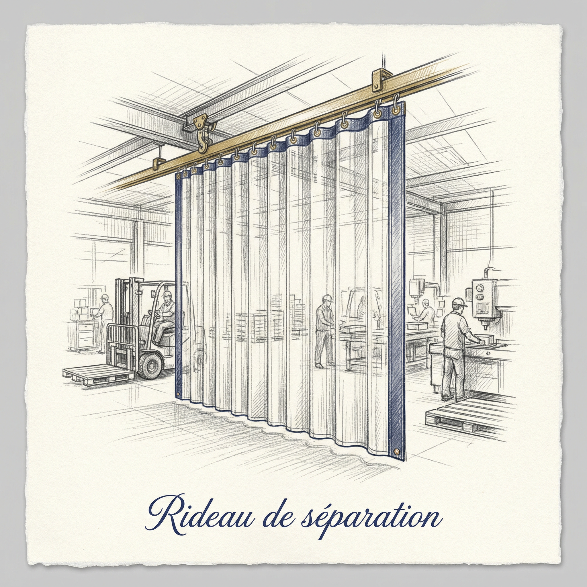 Rideau separation industriel housse machine