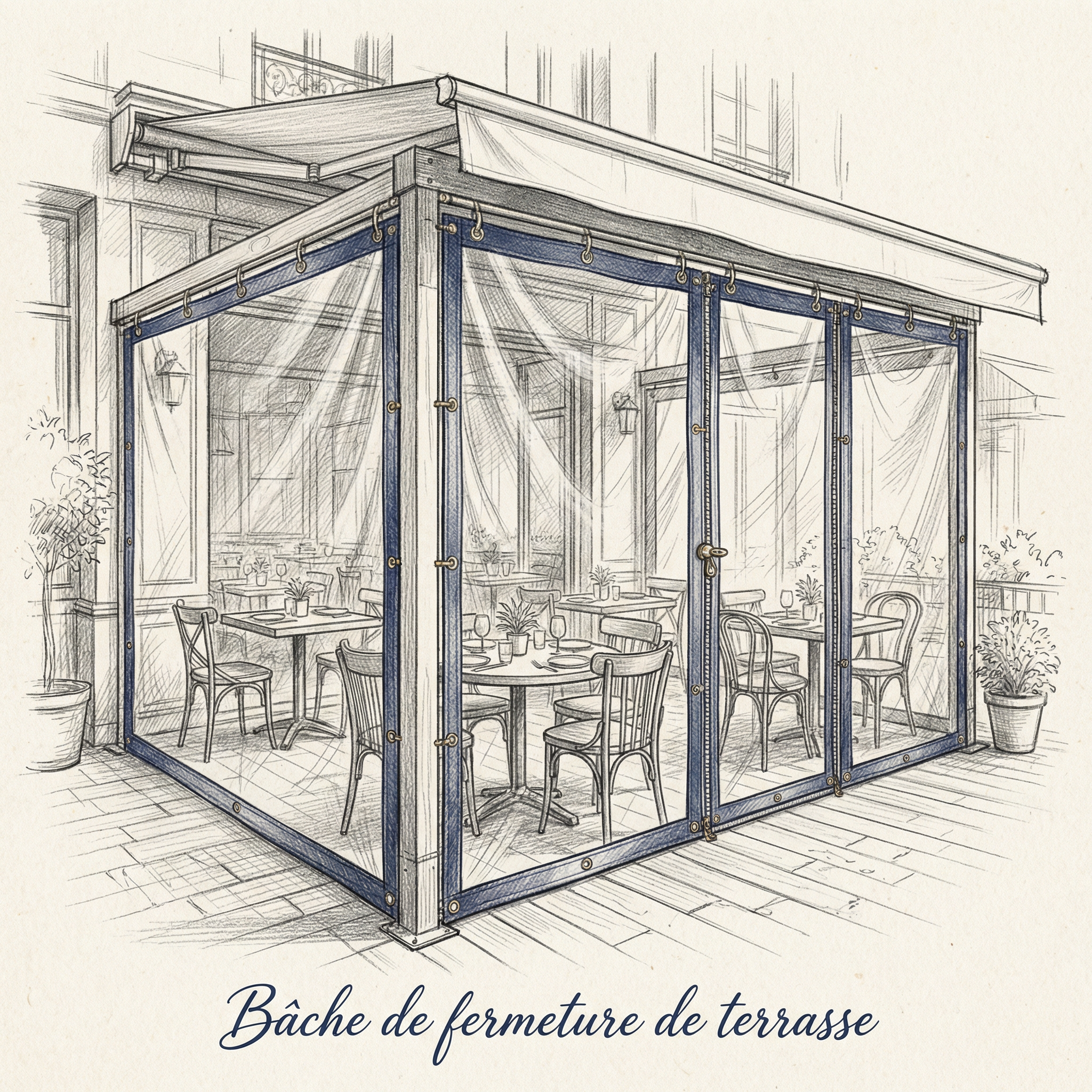 Fermeture terrasse PVC transparente