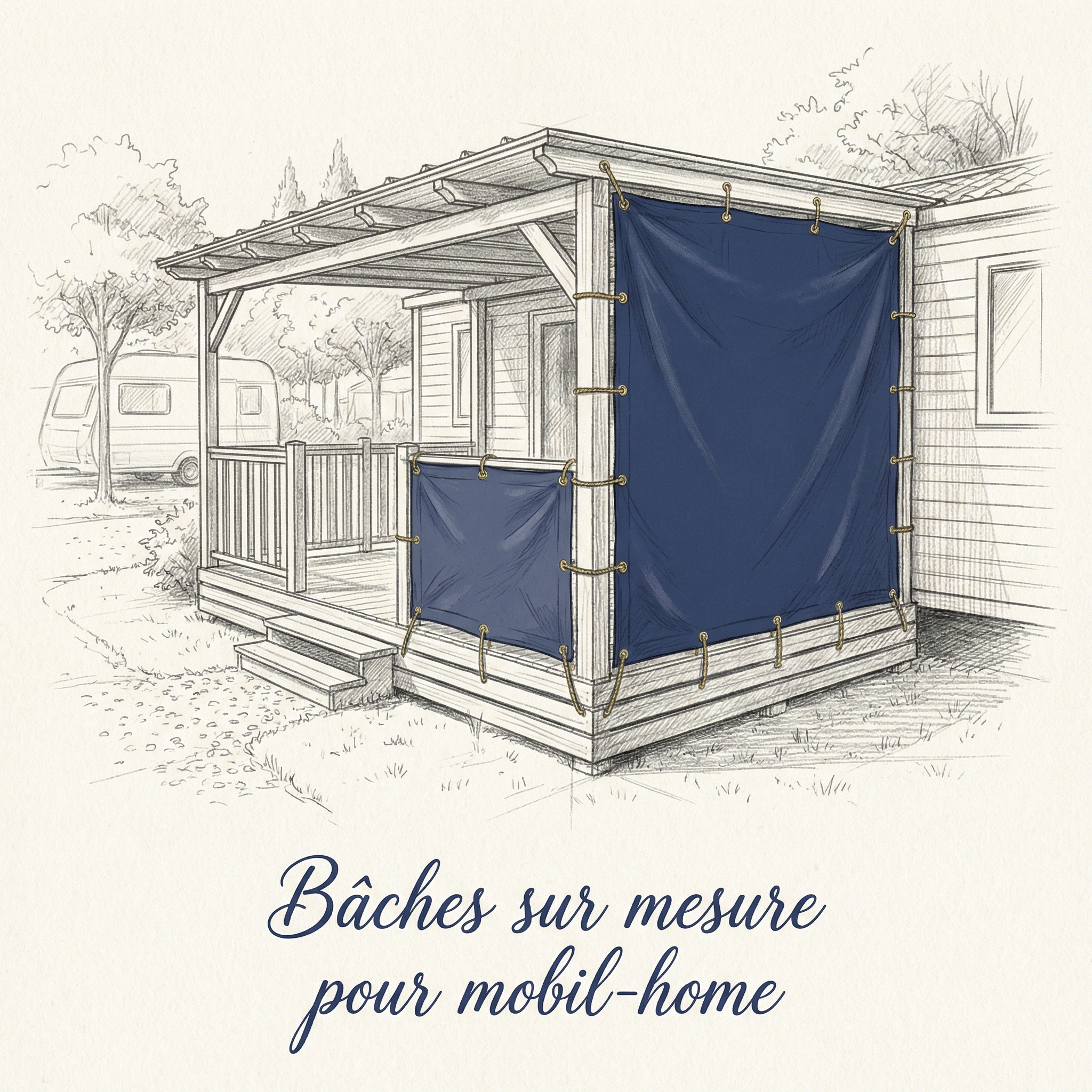 Bache camping mobil-home terrasse
